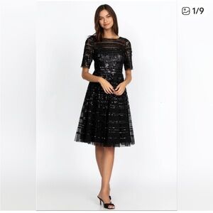 NWT Johnny Was Black Sequin Midi Dress